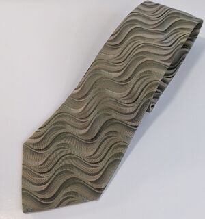 Pierre Cardin Olive Wave Pattern Tie 4" Wide At The Base.